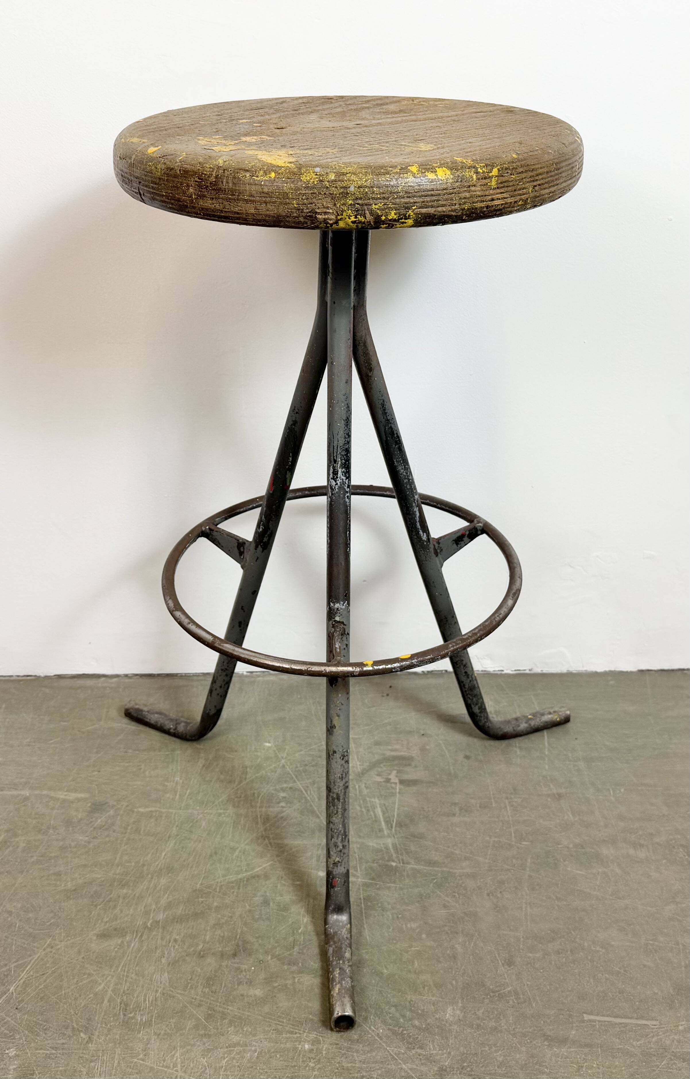Grey Industrial Workshop Stool, 1960s