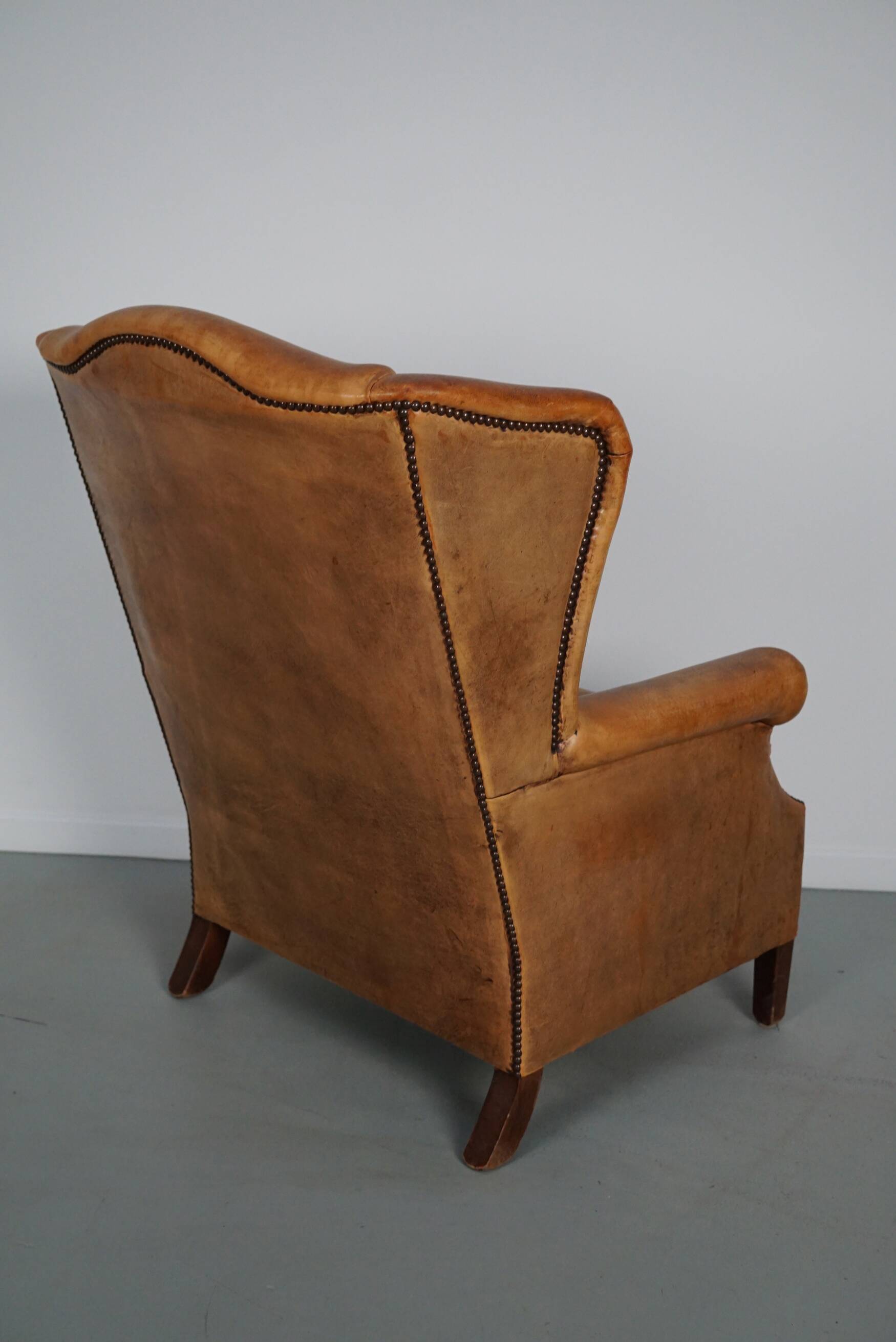 Vintage Dutch cognac coloured leather club chair
