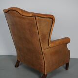 Vintage Dutch cognac coloured leather club chair