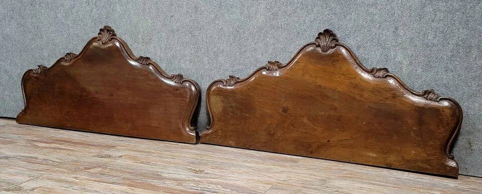 Two pair of Louis XV style walnut door tops from the late 19th century