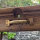Antique French draper's table in oak, shop counter, work table, 6 feet, circa 1750–1850.