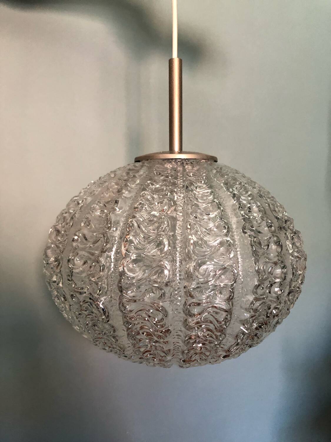 Vintage frosted glass pendant light by Dorian Leuchten