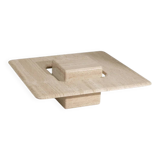 Table basse carrée Saturne en travertin, 1980s