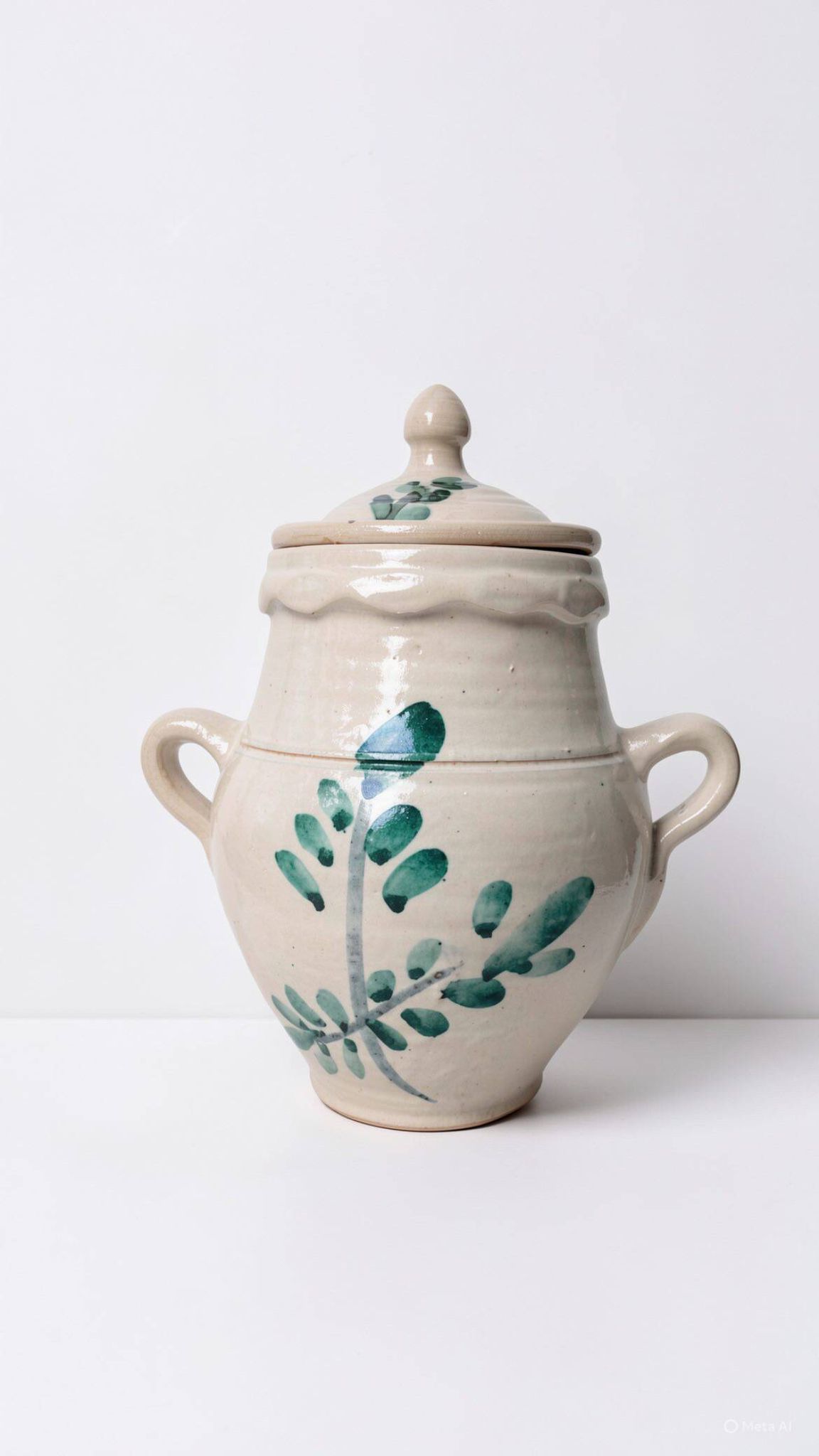Ancient orza from Lucena, Córdoba, glazed Andalusian pottery with a veined decoration.
