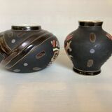 Pair of matte and glazed ceramic vases