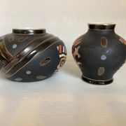 Pair of matte and glazed ceramic vases