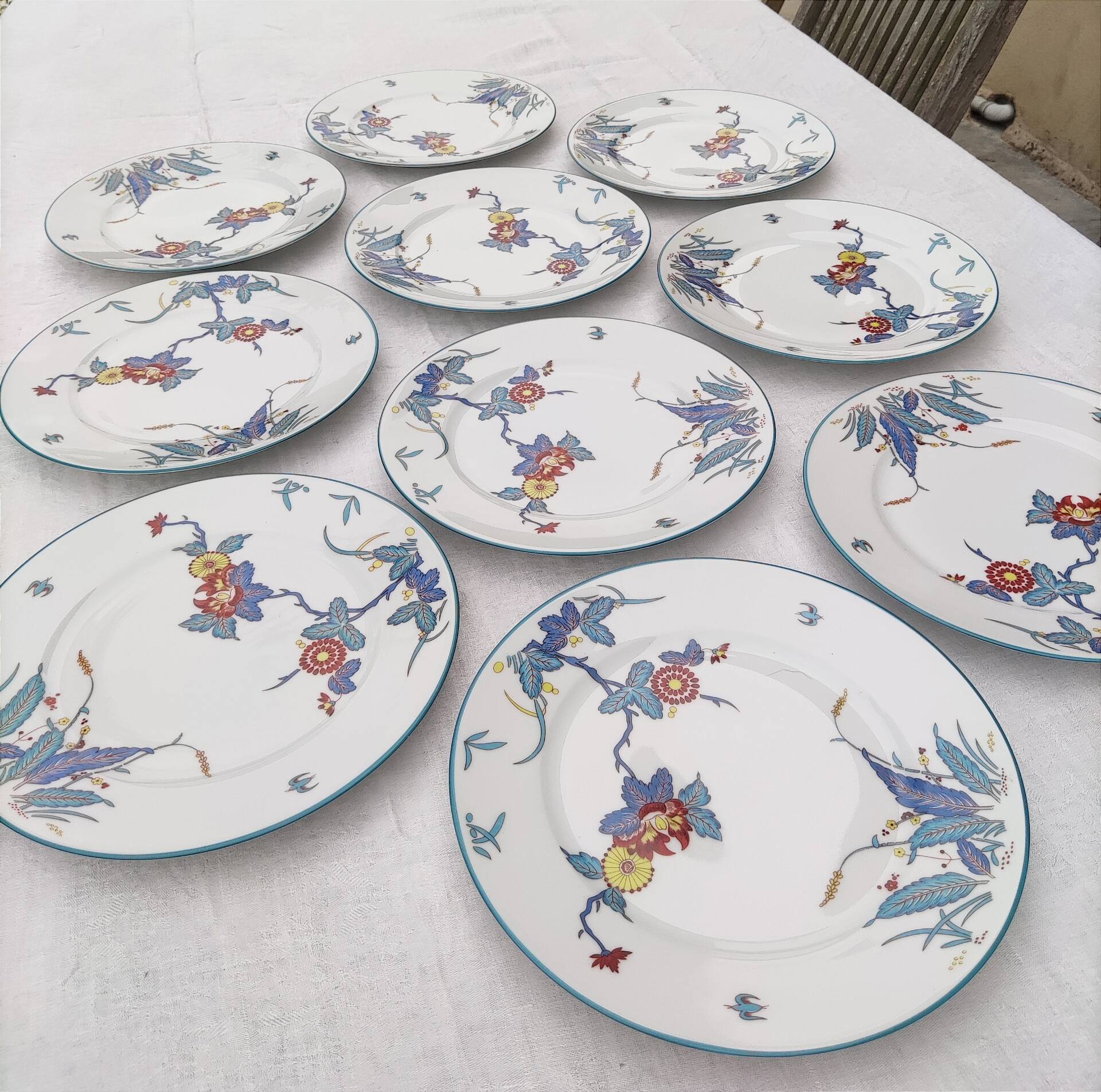 10 flat plates in Limoges porcelain - Haviland