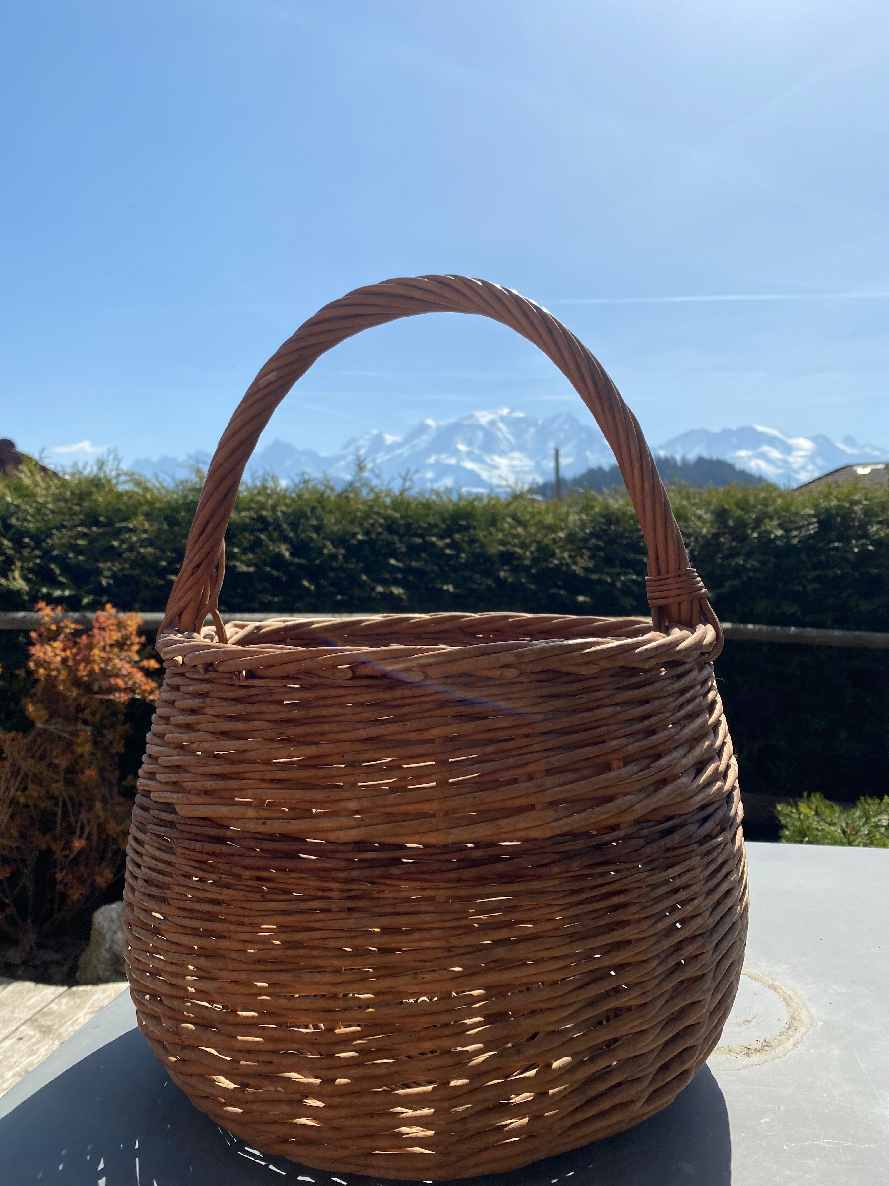 Large round wicker basket