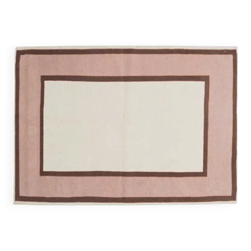 1970s vintage Turkish handmade wool & cotton beige area rug