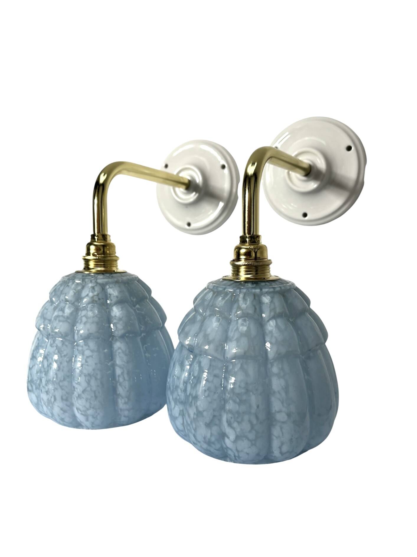 Paire d’appliques murales globes Art Déco