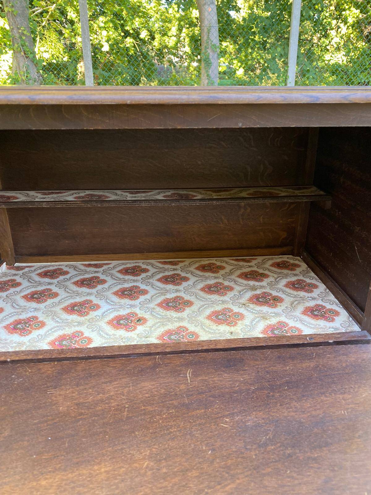 Vintage side table with drop leaf & wheels in Louis XV style