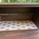 Vintage side table with drop leaf & wheels in Louis XV style