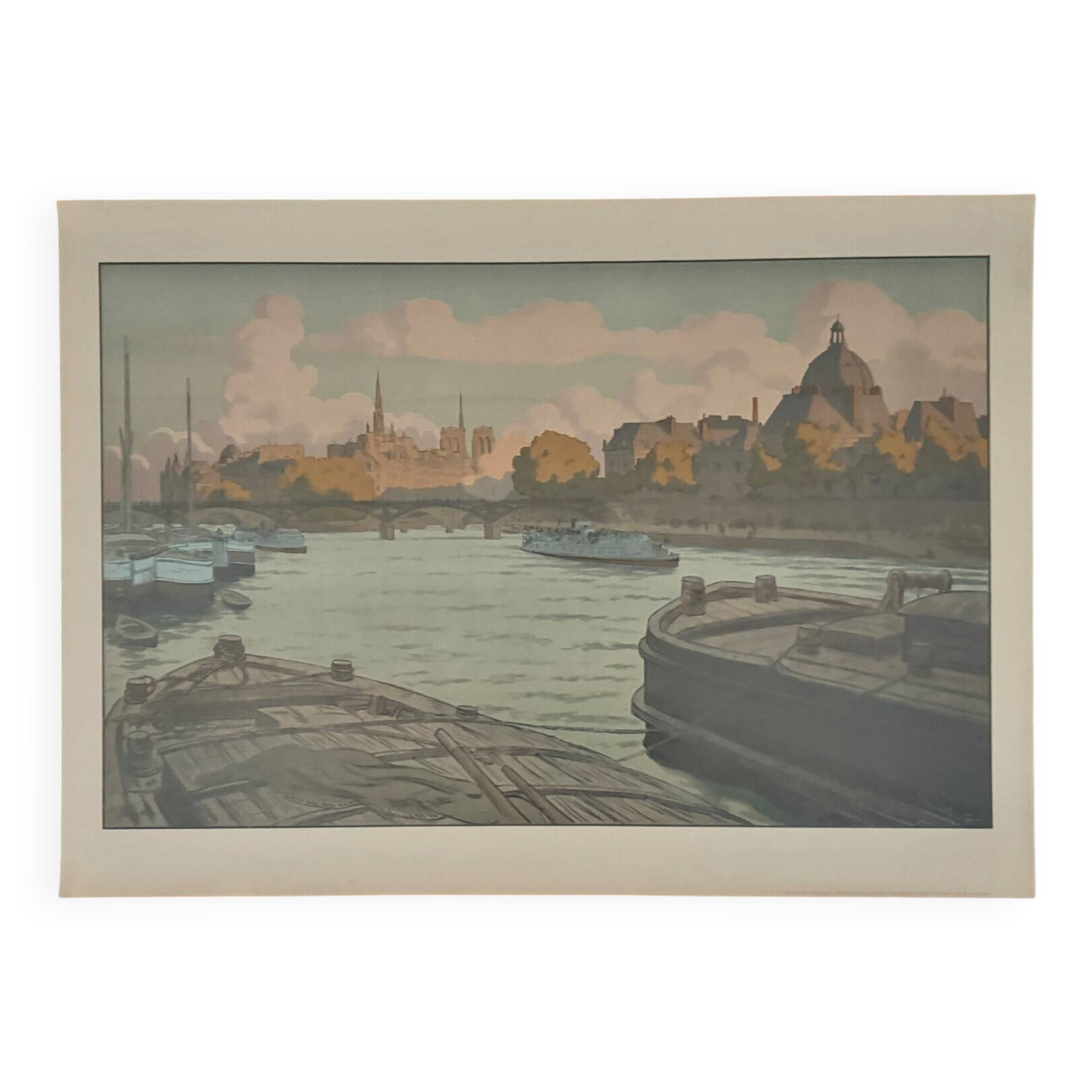Lithograph by Henri Rivière, Parisian Landscapes, The Institute and the City