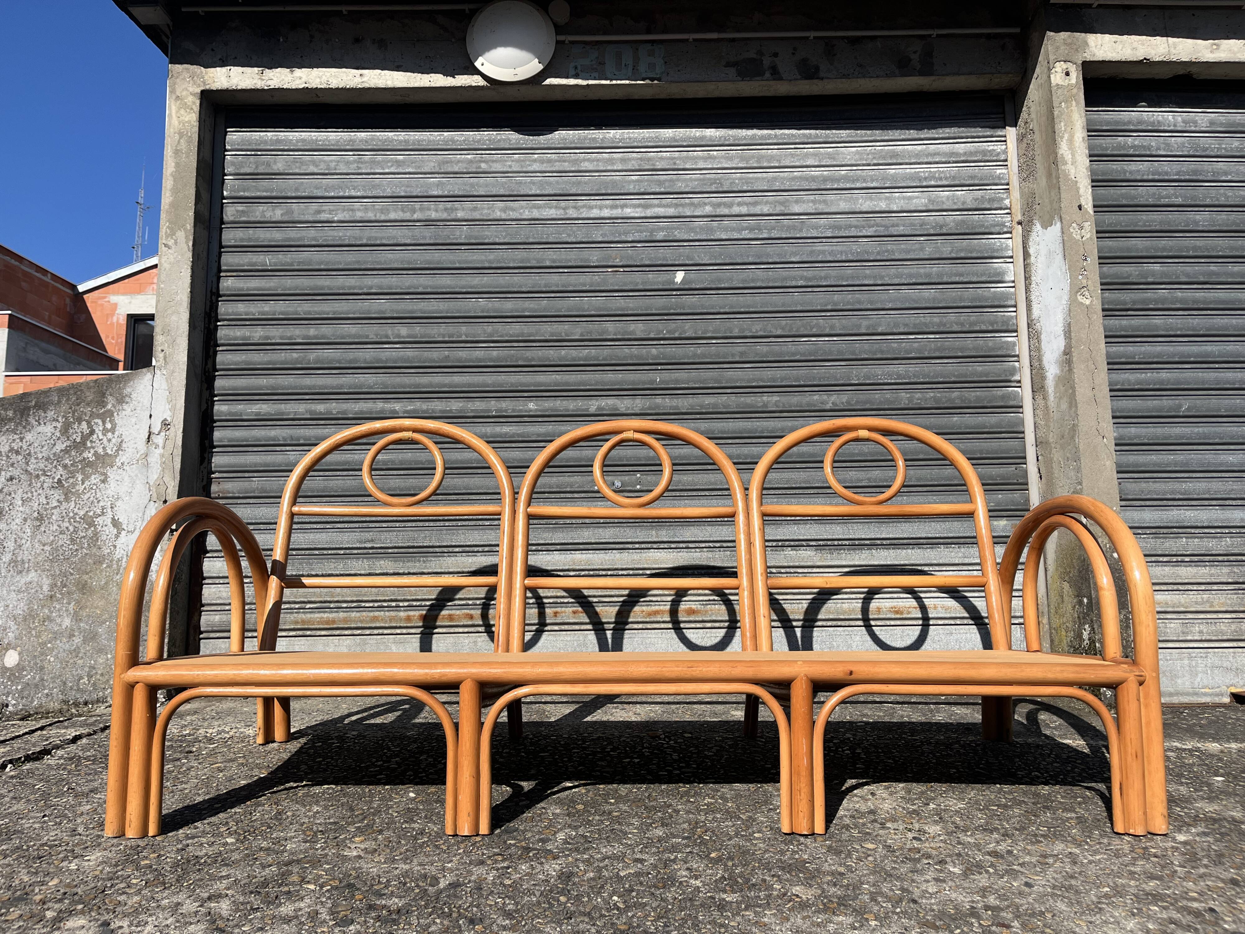 Vintage bamboo rattan sofa