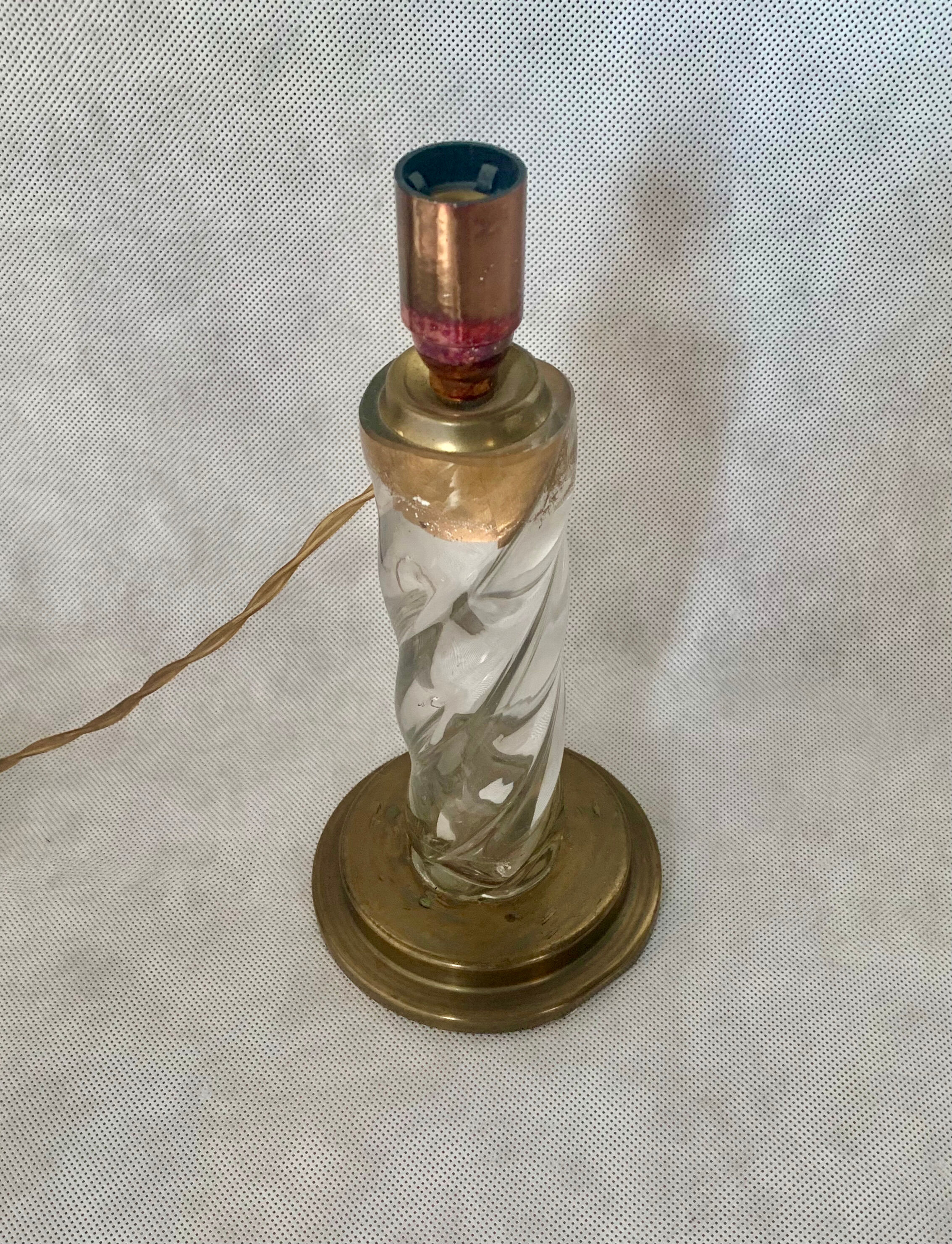 Lamp base glass and brass, 1950s