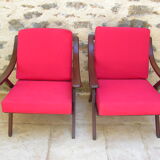 Pair of red scandinavian heater chairs