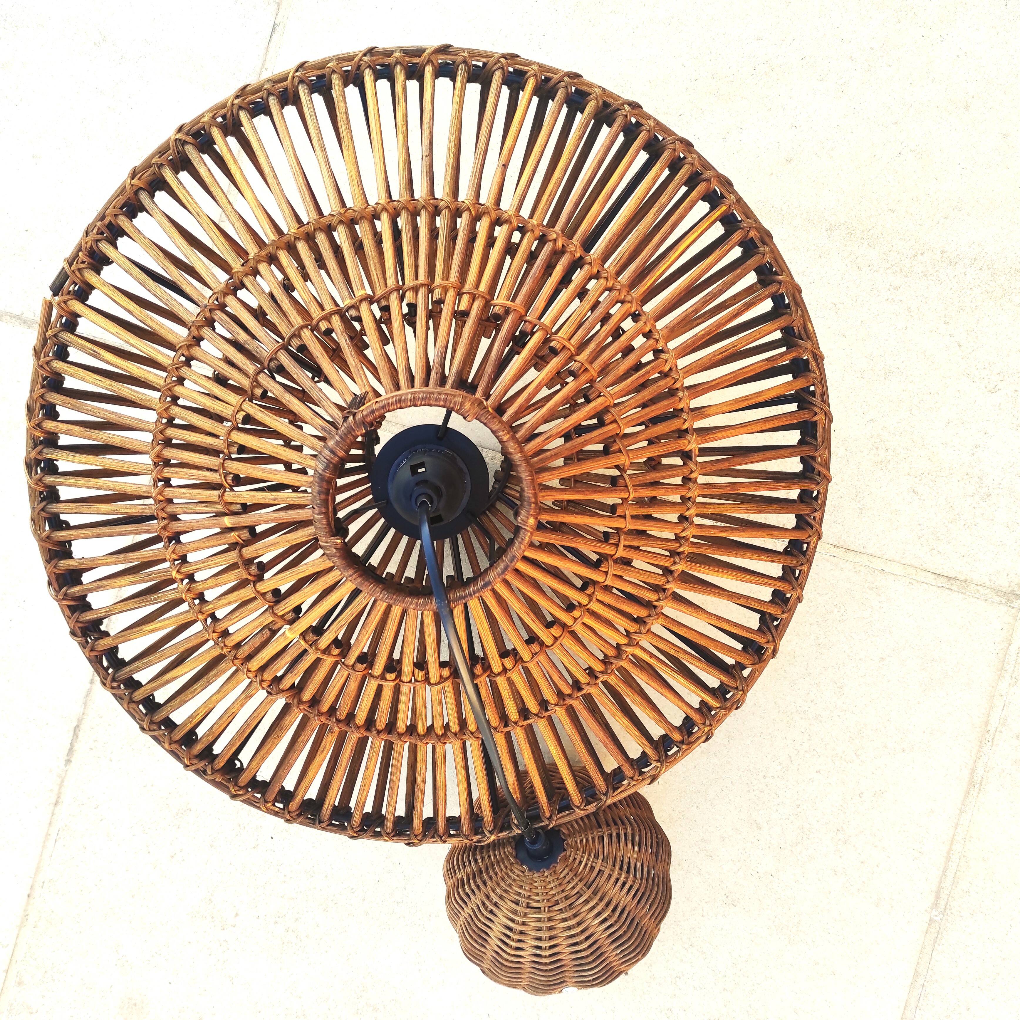 Vintage rattan pendant light with a diameter of 45cm