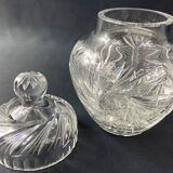 Covered pot and bohemian cut crystal jar