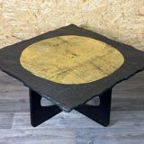 60s 70s Brutalist Coffee Table Side Table Slate Top Design