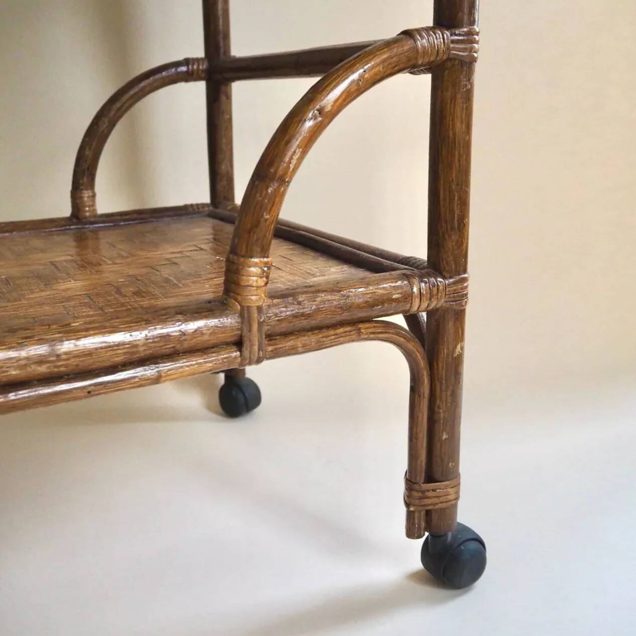 Rattan serving trolley