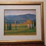 Peinture à l'huile sur toile paysage toscan signée R.VENTURI