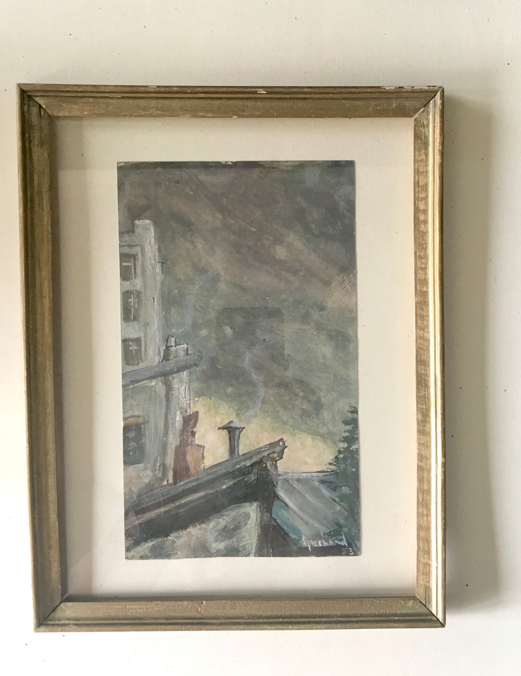 Gouache on paper 1953 signed and its glazed frame