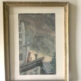 Gouache on paper 1953 signed and its glazed frame