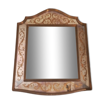 Glass églomisé beaded mirror