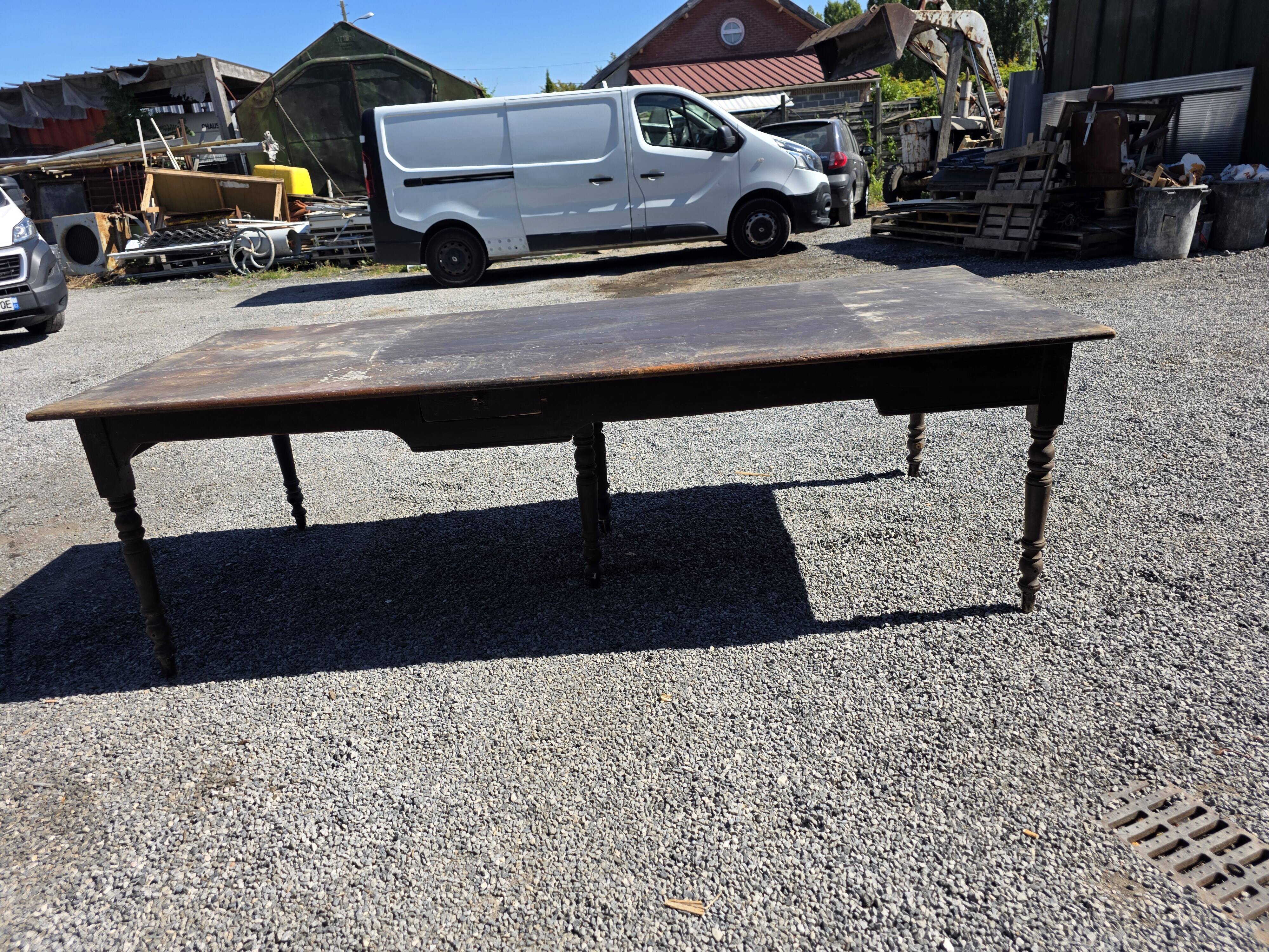 Table de ferme ancienne XXL , 268 × 110cm