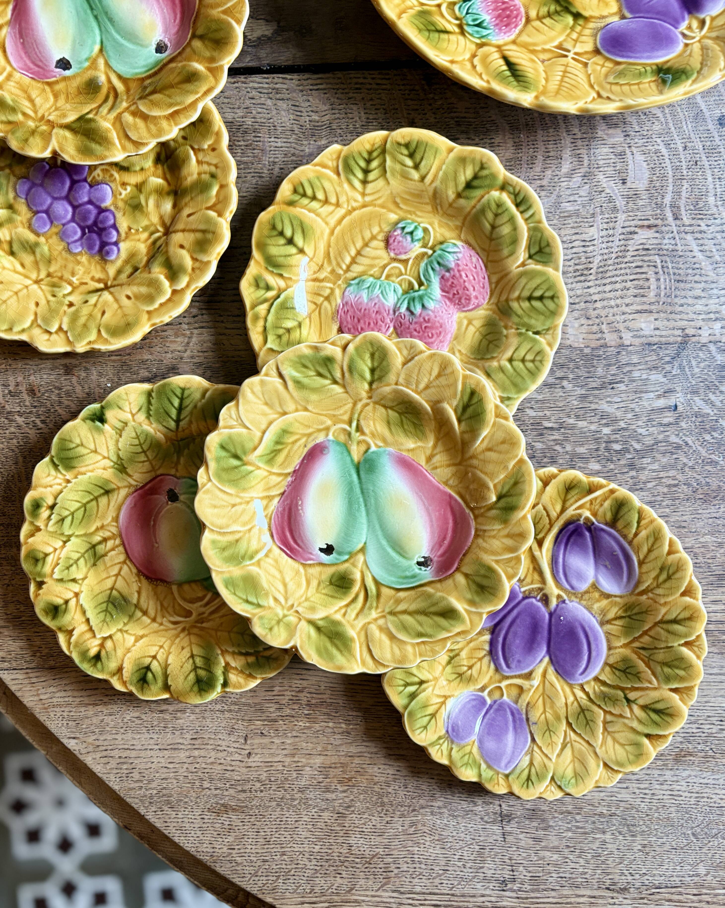Vintage dessert service in majolica - Sarreguemines -