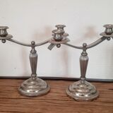 Silver metal candlesticks