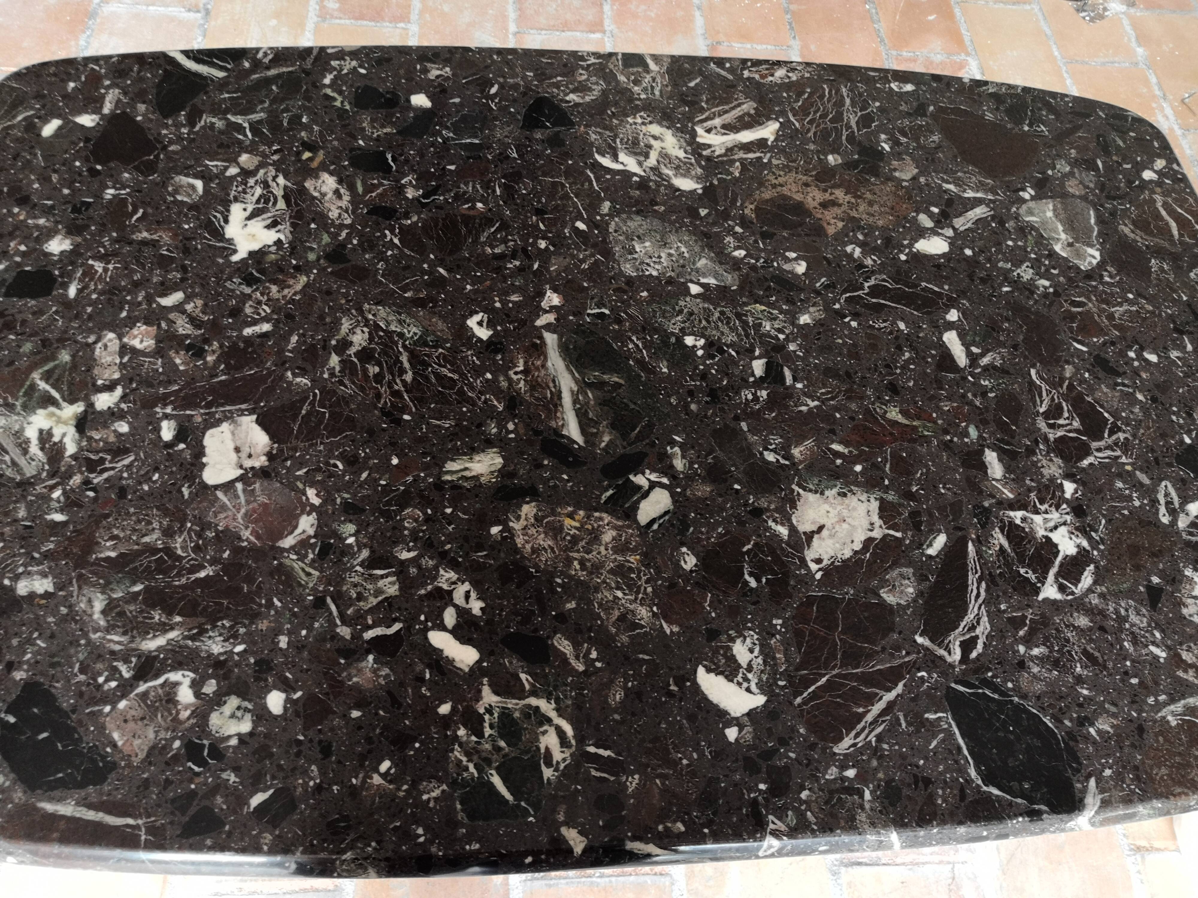 Bistrot table marble brown burgundy cast iron base