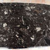 Bistrot table marble brown burgundy cast iron base