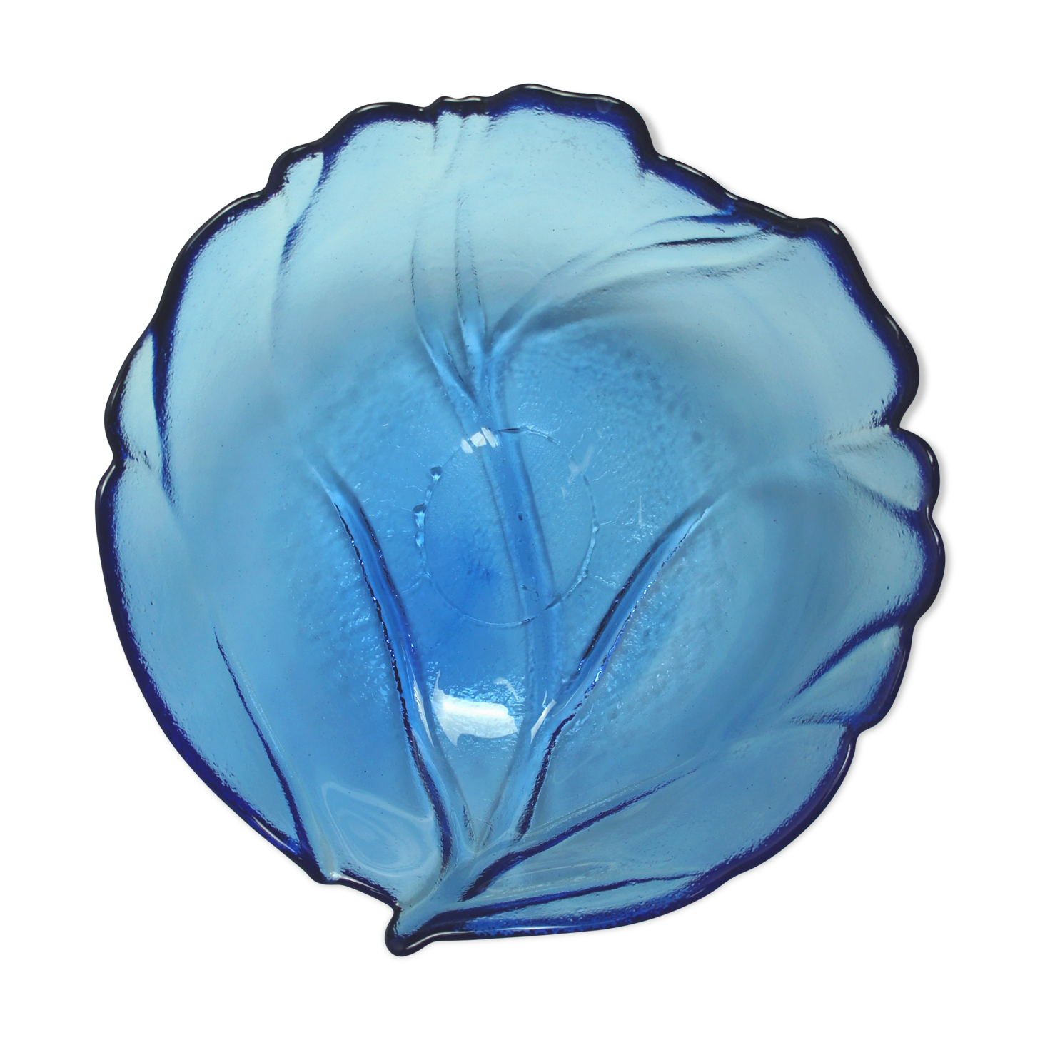 Blue leaf glass salad bowl cup