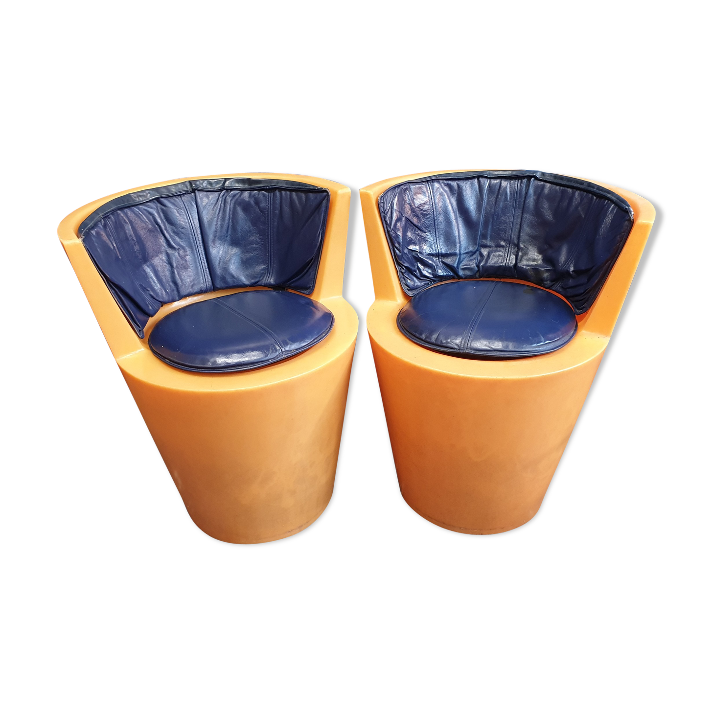 Pair of Tom Dixon orange tub chairs 1990s