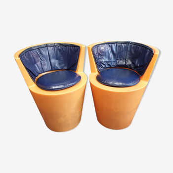 Pair of Tom Dixon orange tub chairs 1990s