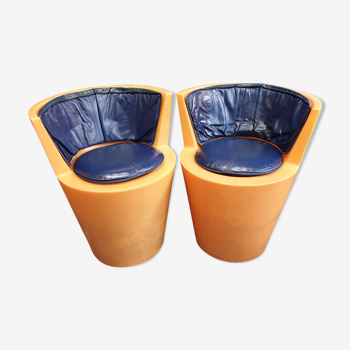 Paire de chaises Tom Dixon Orange Tub des années 1990