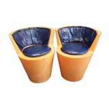 Pair of Tom Dixon orange tub chairs 1990s