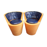 Paire de chaises Tom Dixon Orange Tub des années 1990