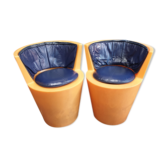 Pair of Tom Dixon orange tub chairs 1990s