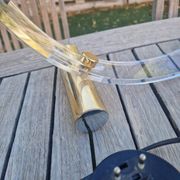 Modernist table lamp in metal, plexiglass, and brass by TECA ITALIA circa 1980.