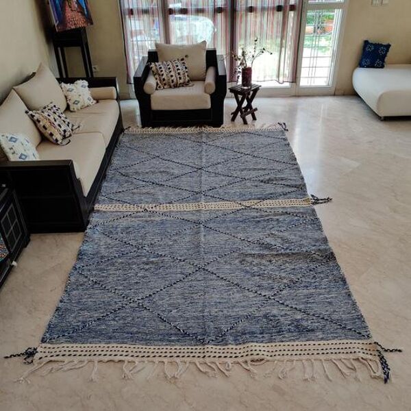 tapis berbère bleu style zanafi 186x316 cm