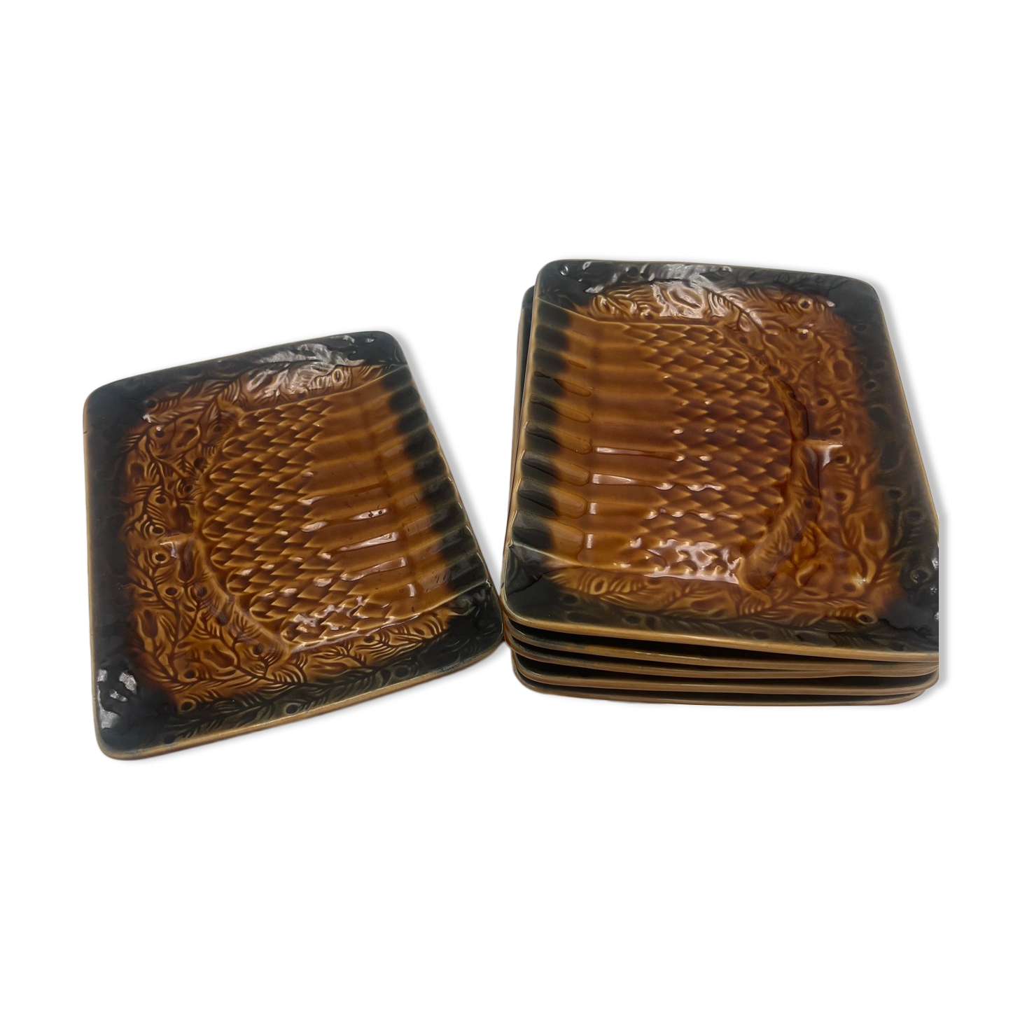 6 vintage plates in Sarreguemines slurry