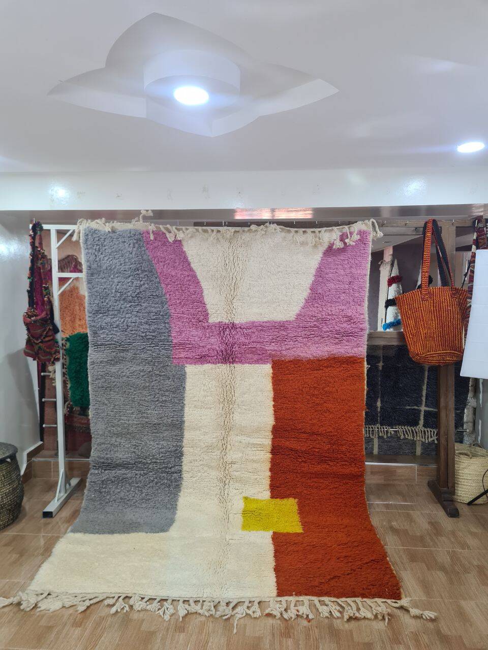 Handmade wool Berber rug 250x150 cm