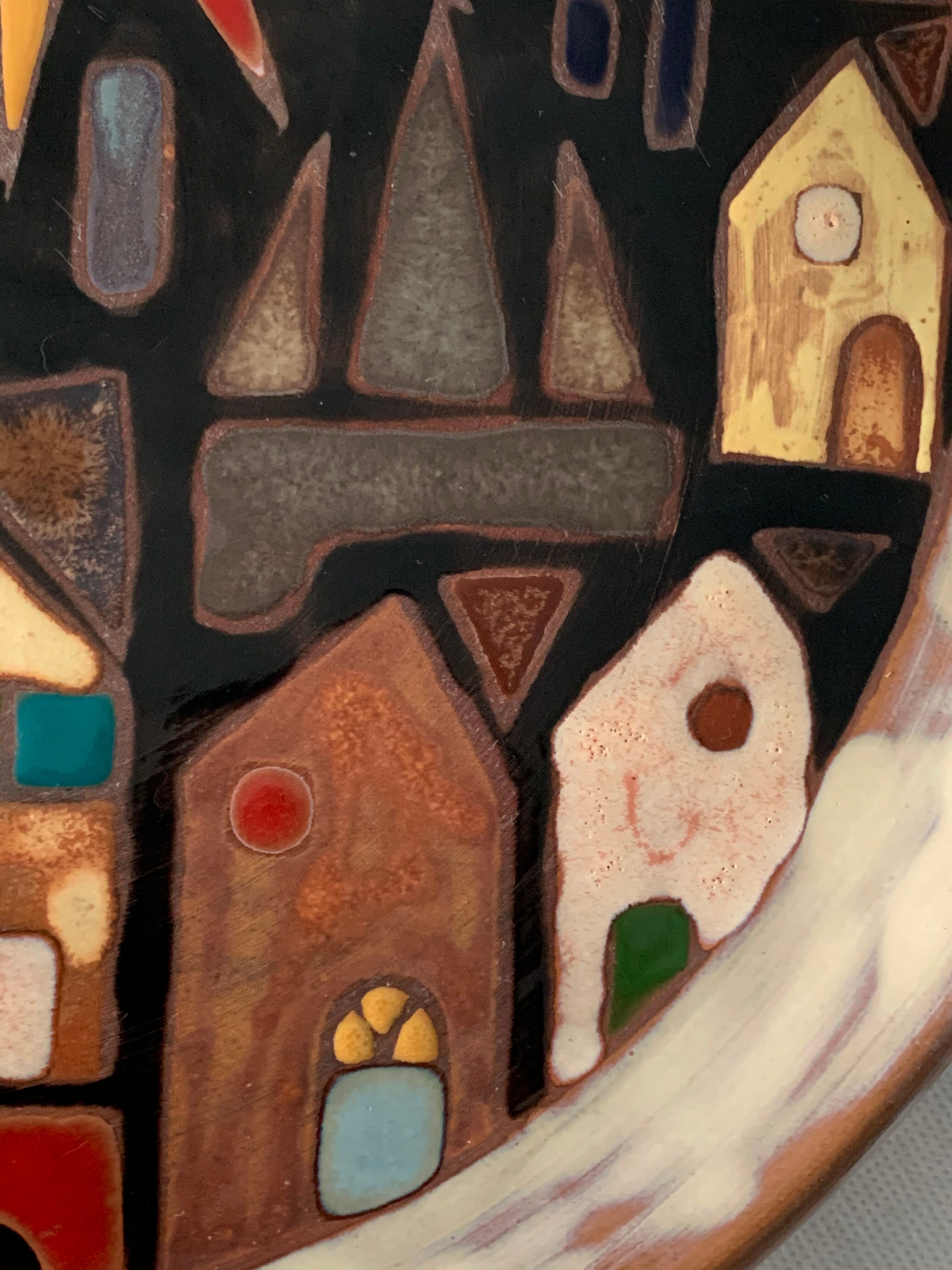 Enamelled ceramic dish by Martine Azema Vallauris 1970