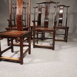 6 Vintage Oriental Asian Chinese Brown Tallback Yokeback Side Chairs. 2 x armchair / 4 x without a