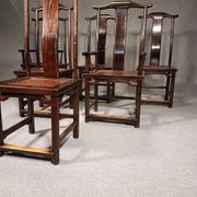 6 Vintage Oriental Asian Chinese Brown Tallback Yokeback Side Chairs. 2 x armchair / 4 x without a