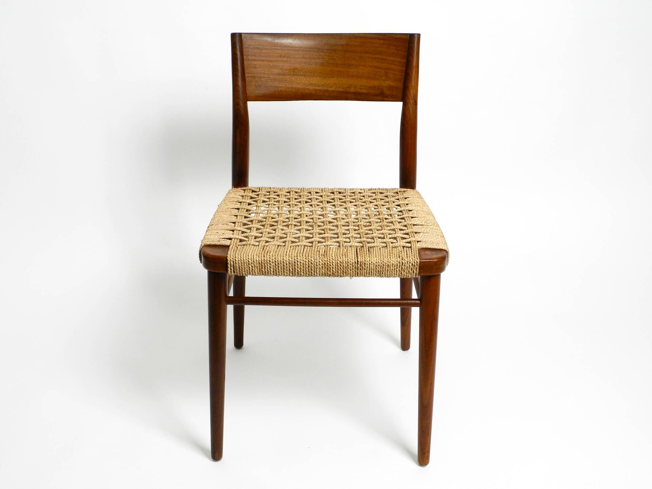 Two original 1960s Wilkhahn chairs made of walnut with wicker cane