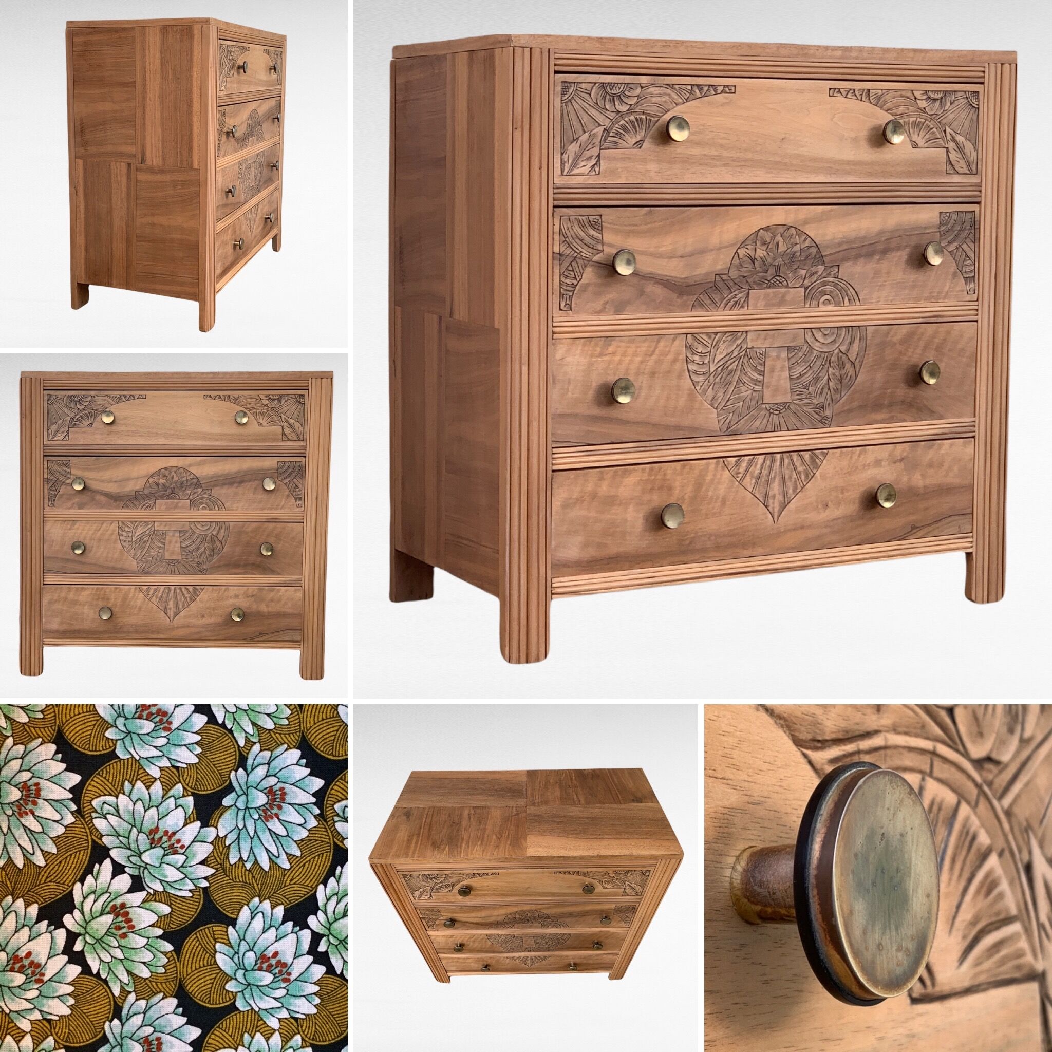 Art Deco chest of drawers Blond walnut 1930