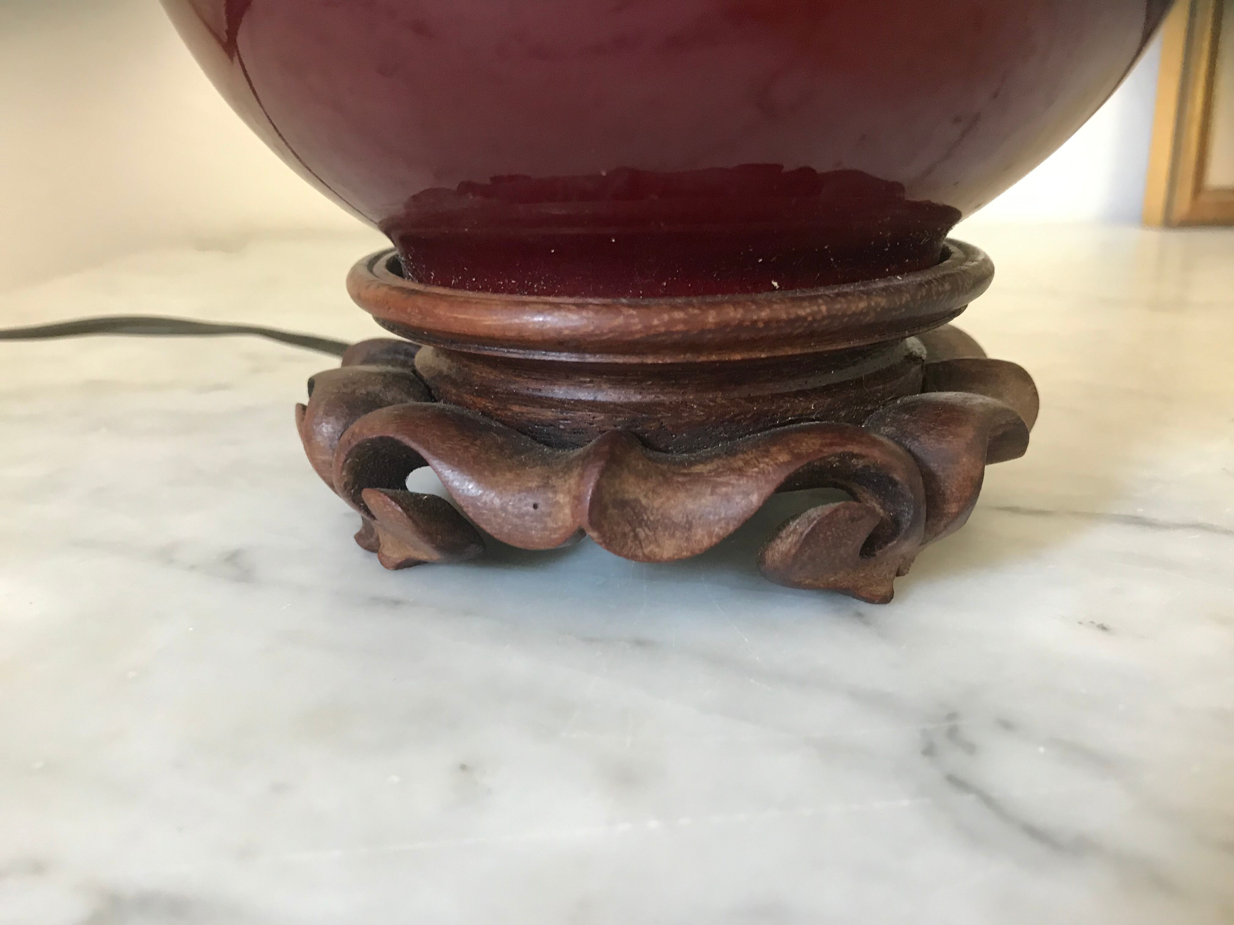 Vintage enamelled porcelain lamp